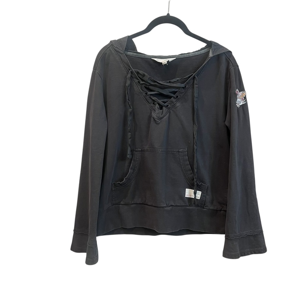 Odd Molly Swedish Flying High Gray Lace Up Drawstring Hoodie Sweatshirt